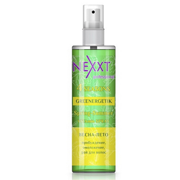 

Термозащита волос NEXXT Professional, Спрей NEXXT Professional Vitamin Greenergetik 4 сезона для разглаживания и блеска волос 200 мл