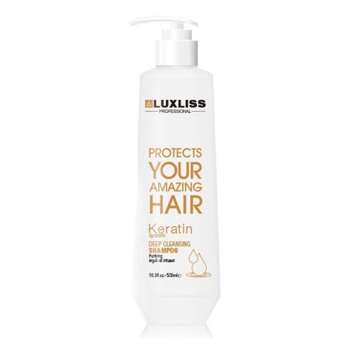 

Кератиновое выпрямление Luxliss, Шампунь Luxliss Keratin Deep Cleansing очищающий на основе кератина 500 мл