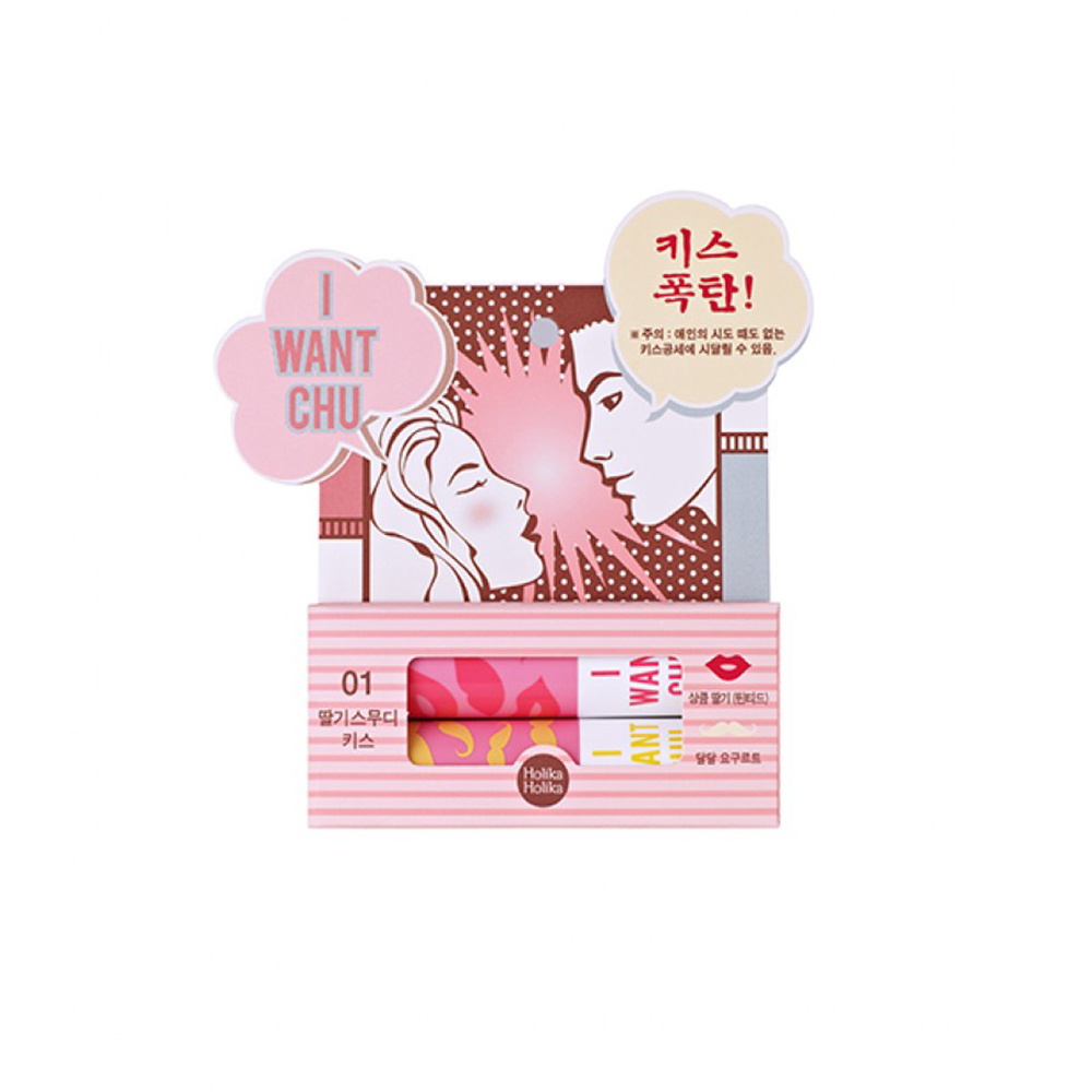 

Помады Holika Holika, Набор оттеночных бальзамов для губ Holika Holika I Want Chu Strawberry Smoothie Kiss тон 01 Клубничный смузи 2 х 3,7 г