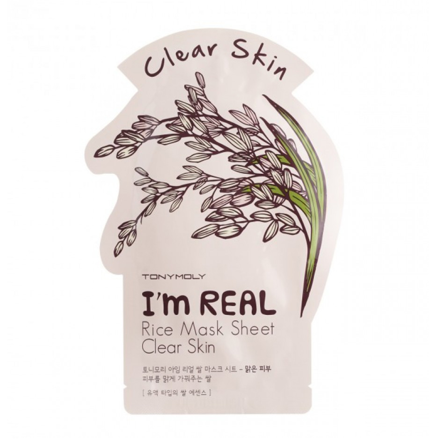 

Маски для лица Tony Moly, Тканевая маска для лица Tony Moly I'm Real Rice Mask Sheet отбеливающая с экстрактом риса 21 мл