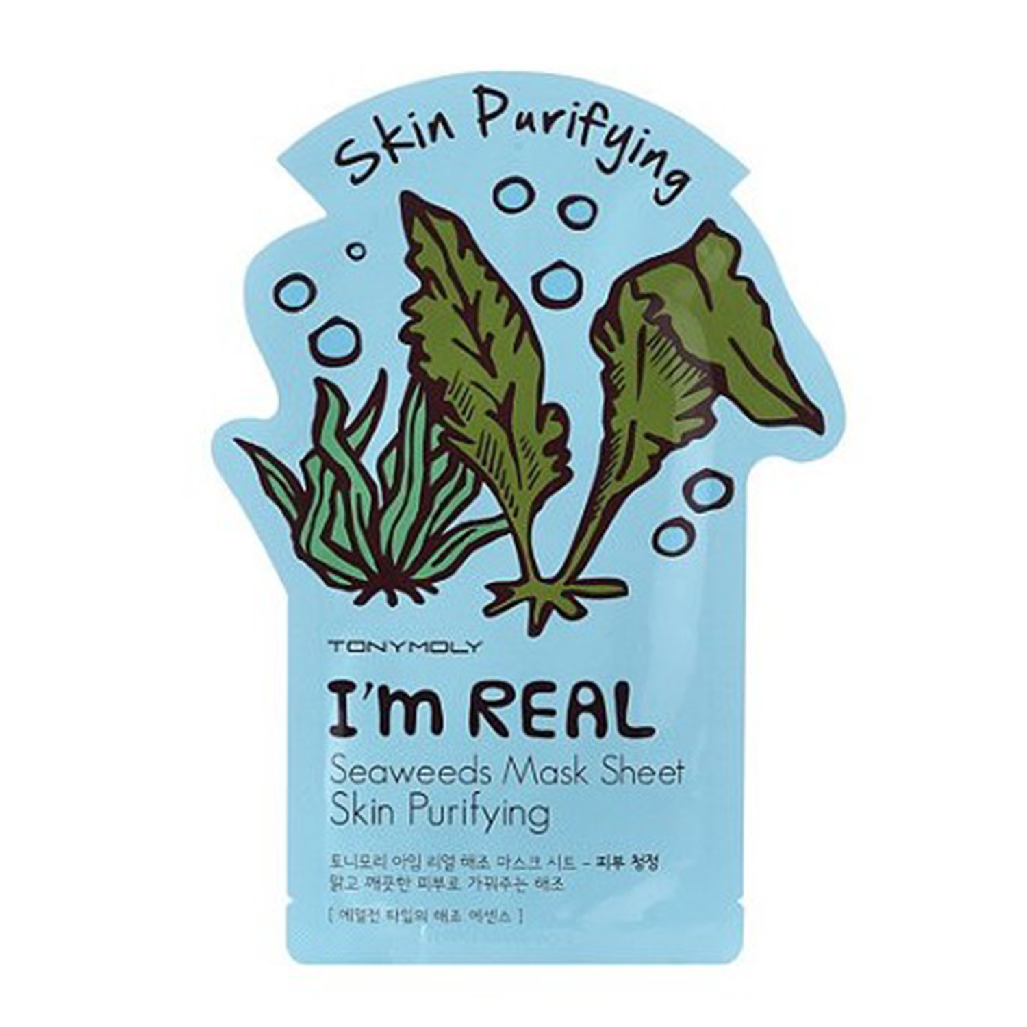 

Маски для лица Tony Moly, Тканевая маска для лица Tony Moly I'm Real Seaweeds Mask Sheet очищающая с экстрактом морских водорослей 21 мл