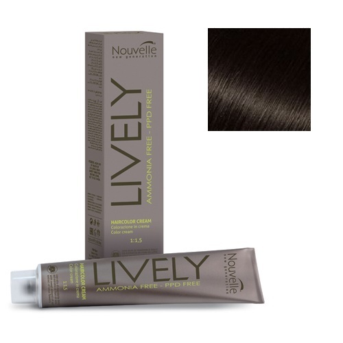 

Краска для волос Nouvelle Nouvelle, Крем-краска для волос Nouvelle Lively Hair Color 4.3 золотистый каштан 100 мл