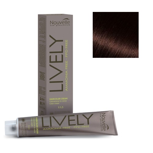 

Краска для волос Nouvelle Nouvelle, Крем-краска для волос Nouvelle Lively Hair Color 4.5 каштановый махагон 100 мл