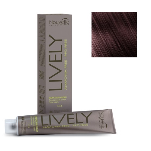 

Краска для волос Nouvelle Nouvelle, Крем-краска для волос Nouvelle Lively Hair Color 4.62 фиолетово-красный каштан 100 мл