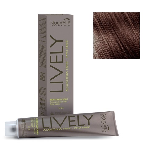 

Краска для волос Nouvelle Nouvelle, Крем-краска для волос Nouvelle Lively Hair Color 5.3 золотистый светло-кашатновый 100 мл