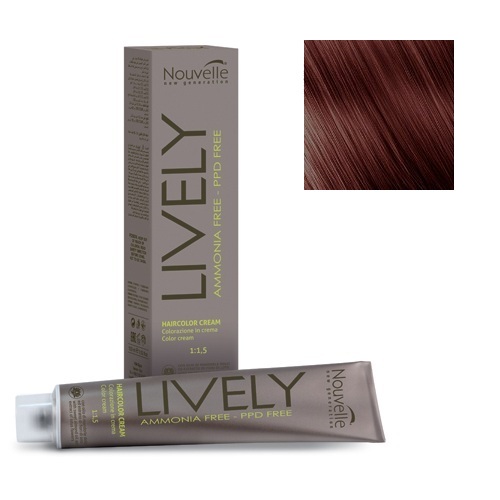 

Краска для волос Nouvelle Nouvelle, Крем-краска для волос Nouvelle Lively Hair Color 5.53 золотистый светло-каштановый махогон 100 мл