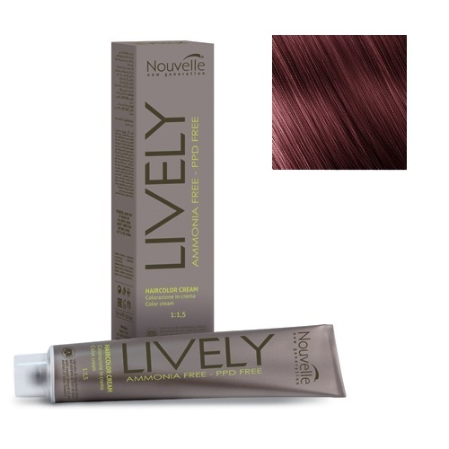 

Краска для волос Nouvelle Nouvelle, Крем-краска для волос Nouvelle Lively Hair Color 5.62 фиолетово-красный светлый каштан 100 мл