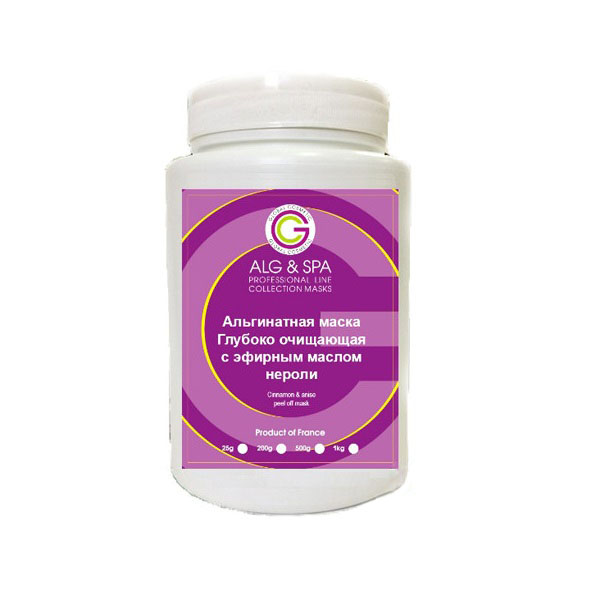 

Маски для лица Alg & Spa, Альгинатная маска Alg Spa глубоко очищающая с эфирным маслом нероли 25 г