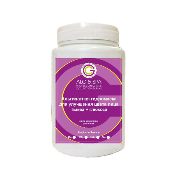 

Маски для лица Alg & Spa, Альгинатная гидро-маска Alg Spa тыква + глюкоза для улучшения цвета лица 25 г