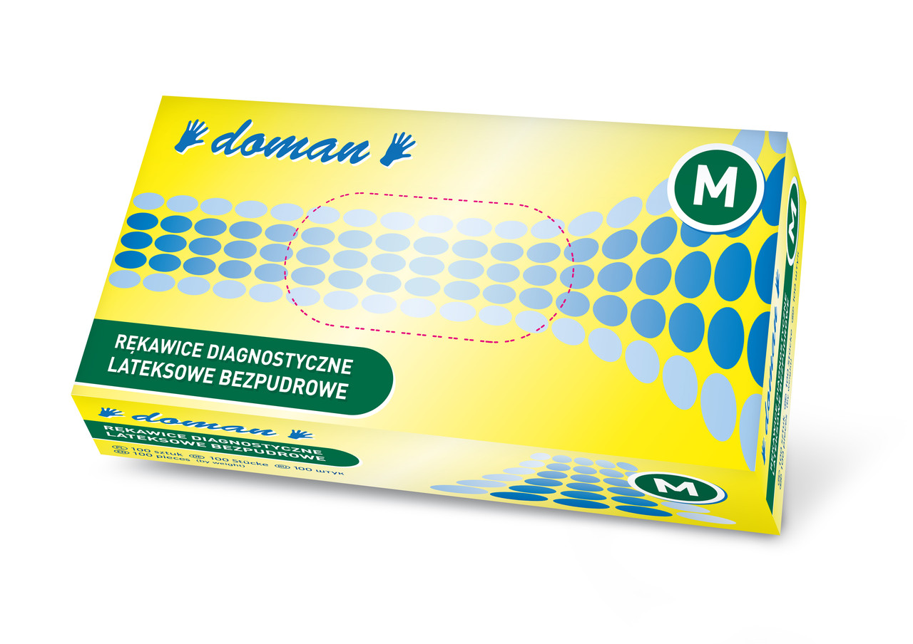 

Перчатки медицинские Doman, Перчатки латексные Doman M неопудренные 100 шт