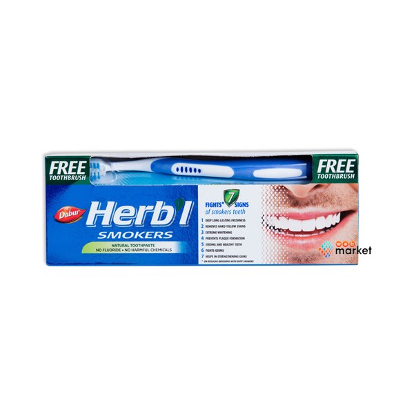 

Уход за полостью рта Dabur, Зубная паста со щеткой Dabur Herb’L Для курящих 150 г
